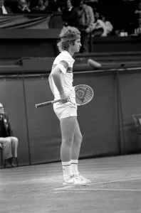 Sport: Tennis. John McEnroe gets an tied up in his Centre Court Wining Wimbledon Semi Sport: Tennis. John McEnroe gets an tied up in his Centre Court Wining Wimbledon Semi