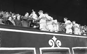 St Helens are presented with the trophy after their 13 - 2 victory over Halifax in St Helens are presented with the trophy after their 13 - 2 victory over Halifax in