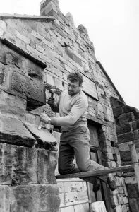 St Peter's Church on Thornaby village green, workman Gary Sayer at work St Peter's Church on Thornaby village green, workman Gary Sayer at work
