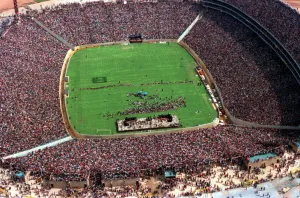 Stadium Aerial View February 1990 Nelson Mandela in Sports Stadium South Africa Stadium Aerial View February 1990 Nelson Mandela in Sports Stadium South Africa