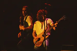 Status Quo, English rock band, onstage in 1981. Picture shows lead singer Status Quo, English rock band, onstage in 1981. Picture shows lead singer