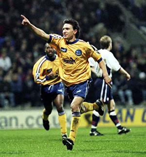 Stefano Eranio of Derby celebrates after scoring first goal during the FA Carling Stefano Eranio of Derby celebrates after scoring first goal during the FA Carling