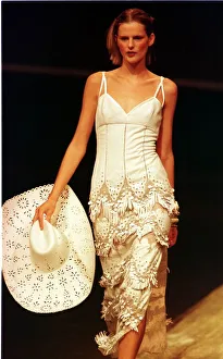 Stella Tennant sports a cream cowboy dress October 1997 Stella Tennant sports a cream cowboy dress October 1997