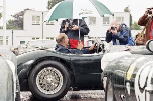Sterling Moss in a C-Type Jaguar which he piloted to Le Mans 40 years ago Sterling Moss in a C-Type Jaguar which he piloted to Le Mans 40 years ago