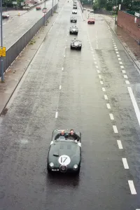 Sterling Moss takes takes Evening Telegraph reporter Alan Poole for a spin in the same Sterling Moss takes takes Evening Telegraph reporter Alan Poole for a spin in the same