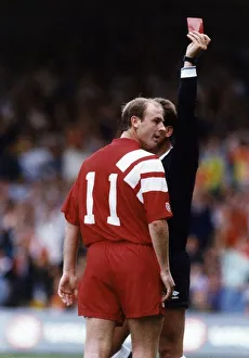 Steve McMahon Football player for Liverpool FC receives a red card from referee 24th Steve McMahon Football player for Liverpool FC receives a red card from referee 24th