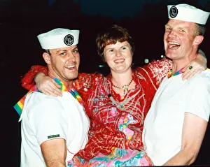 Steve Nolan-Hilton and Bill Hodgson get ready for Mardi-Gras with designer Jackie Haynes Steve Nolan-Hilton and Bill Hodgson get ready for Mardi-Gras with designer Jackie Haynes