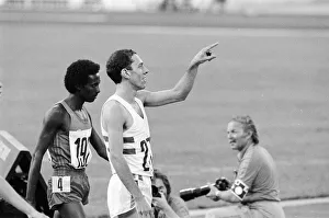 Steve Ovett after competing in heats for Men's 1,500m metres event at the 1980 Steve Ovett after competing in heats for Men's 1,500m metres event at the 1980