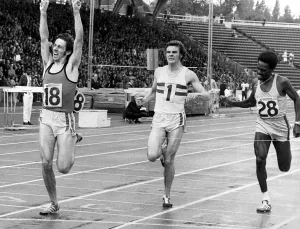 Steve Ovett crossing the finishing line to win the 800m final in the A.A.A Steve Ovett crossing the finishing line to win the 800m final in the A.A.A