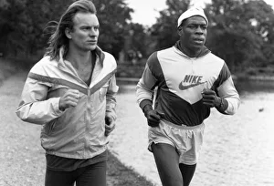 Sting pop singer aka Gordon Sumner running training 1988 with boxer Frank Bruno Sting pop singer aka Gordon Sumner running training 1988 with boxer Frank Bruno
