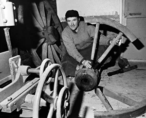 Stockton Preston Hall Museum. 19th January 1985. Large wooden wheel Stockton Preston Hall Museum. 19th January 1985. Large wooden wheel