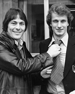 Images Dated 23rd February 1978: Stuart Pearson of Hull City and England (left) with Rainer Bonhof of West Germany