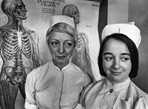 Student nurses Lena Palmer and Leslie Young at Rubery Hill Hospital, Birmingham Student nurses Lena Palmer and Leslie Young at Rubery Hill Hospital, Birmingham