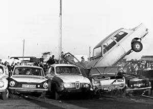 Stunts Stunt woman Jacquie Creedy crashes her car after trying to jump a number of cars Stunts Stunt woman Jacquie Creedy crashes her car after trying to jump a number of cars