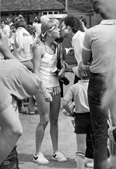 Sue Barker kissing Cliff Richard during Beckenham tennis tournament - June 1983 Sue Barker kissing Cliff Richard during Beckenham tennis tournament - June 1983