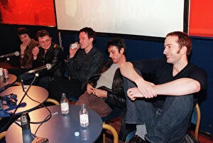 Images Dated 22nd March 1999: Suede, the pop group, at their press conference in the Garage