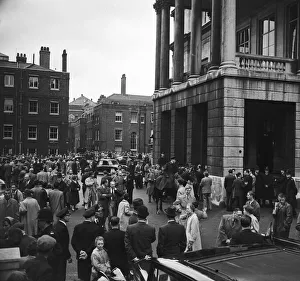 Suez Crisis 1956 Crowds outside Lancaster House during the Suez Conference Suez Crisis 1956 Crowds outside Lancaster House during the Suez Conference