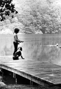 Summer Weather Scenes - Sunbathing A young boy and his dog enjoys a day out at Summer Weather Scenes - Sunbathing A young boy and his dog enjoys a day out at