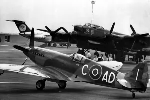 A Supermarine Spitfire Mk PRXIX and Avro Lancaster of the Battle of Britain Memorial A Supermarine Spitfire Mk PRXIX and Avro Lancaster of the Battle of Britain Memorial