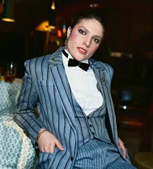 Images Dated 1st March 1982: Suzanne Danielle actress March 1982 wearing grey black striped suit white shirt