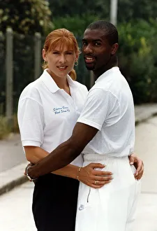Swimmer, Sharron Davies with boyfriend Derek Redmond, 10th June 1993 Swimmer, Sharron Davies with boyfriend Derek Redmond, 10th June 1993