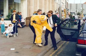 Where are they taking him? left - a tearful Ann Burridge, four Where are they taking him? left - a tearful Ann Burridge, four
