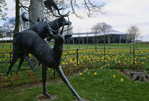 Technology Park Dundee June 1990 sculpture of leaping deer at entrance to park Technology Park Dundee June 1990 sculpture of leaping deer at entrance to park