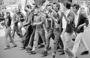 Teddy Boys in the Kings Road who clashed with a group of Punk Rockers Teddy Boys in the Kings Road who clashed with a group of Punk Rockers