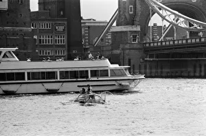 Television presenter Peter Duncan in a VW Beetle car in the River Thames Television presenter Peter Duncan in a VW Beetle car in the River Thames