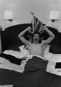 Terry Marsh in bed celebrating winning featherweight title against Akio Kameda Terry Marsh in bed celebrating winning featherweight title against Akio Kameda