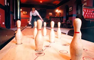 Terry Richardson of the Stags Head in Butterknowle playing pub ten pin bowling in May Terry Richardson of the Stags Head in Butterknowle playing pub ten pin bowling in May