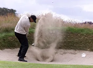 Tiger Woods Golf The Open Championship 1999 Carnoustie plays his way out of a bunker Tiger Woods Golf The Open Championship 1999 Carnoustie plays his way out of a bunker