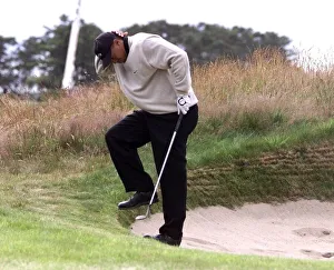 Tiger Woods The Open Championship 1999 Carnoustie Tiger gets caught in a bunker Tiger Woods The Open Championship 1999 Carnoustie Tiger gets caught in a bunker