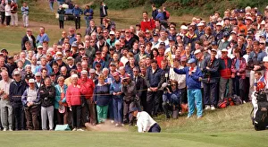 Tiger Woods at Open Championship July 1997 at Troon with mass crowd of spectators Tiger Woods at Open Championship July 1997 at Troon with mass crowd of spectators