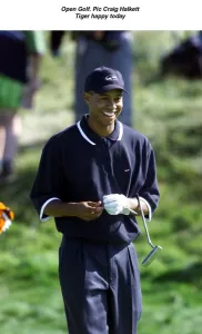 Tiger Woods Open Golf Championship Carnoustie 1999 blue cap glove Tiger Woods Open Golf Championship Carnoustie 1999 blue cap glove