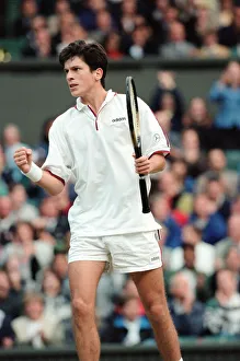 Tim Henman of Great Britain in action during his Fourth Round Match of the Mens Singles Tim Henman of Great Britain in action during his Fourth Round Match of the Mens Singles