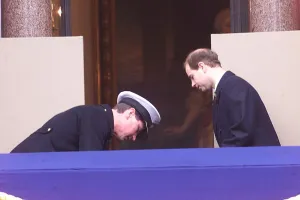 Tim Laurence Prince Edward help Princess Beatrice November 1999 after she faints during Tim Laurence Prince Edward help Princess Beatrice November 1999 after she faints during