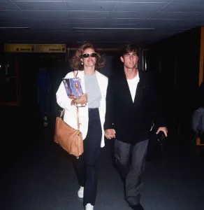Tom Cruise actor and wife leaving Heathrow for holiday in Moscow August 1987 Tom Cruise actor and wife leaving Heathrow for holiday in Moscow August 1987