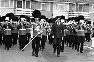 Tom Jones met the band of the Welsh Guards at ATV's Studio Centre, Borehamwood, today Tom Jones met the band of the Welsh Guards at ATV's Studio Centre, Borehamwood, today