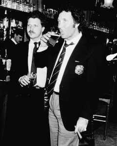 Tom Jones the singer with his son having a pint in the golden lion Tom Jones the singer with his son having a pint in the golden lion
