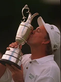 Tom Lehman kisses Claret jug trophy after winning British Open golf championship at Tom Lehman kisses Claret jug trophy after winning British Open golf championship at