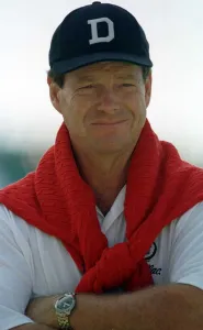 Tom Watson Open Golf Championship Carnoustie 1999 blue D cap orange jumper arms folded Tom Watson Open Golf Championship Carnoustie 1999 blue D cap orange jumper arms folded
