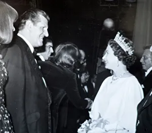 Tommy Cooper with Queen Elizabeth Queen's Silver Jubilee a Royal Gala Performance Tommy Cooper with Queen Elizabeth Queen's Silver Jubilee a Royal Gala Performance