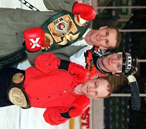 Tommy Gilmour press conference November 1998 l to r Ian McLeod Shawn Byram Eagles players Tommy Gilmour press conference November 1998 l to r Ian McLeod Shawn Byram Eagles players