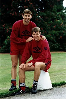 Tony Adams and Matt Le Tissier during a break in training for the England Football Squad Tony Adams and Matt Le Tissier during a break in training for the England Football Squad