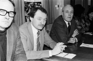 Tony Benn with Ken Livingstone at a meeting at St Mary's Hospital, Harrow Road Tony Benn with Ken Livingstone at a meeting at St Mary's Hospital, Harrow Road