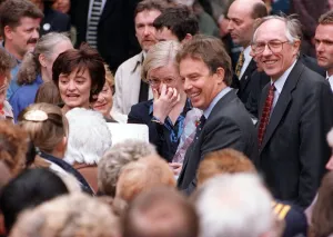 Tony Blair British Prime Minister 8th September 1997, in Argyle Street Glasgow with wife Tony Blair British Prime Minister 8th September 1997, in Argyle Street Glasgow with wife