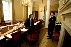 Tony Blair British Prime Minister inside 10 downing street with Mirror editor Piers Tony Blair British Prime Minister inside 10 downing street with Mirror editor Piers