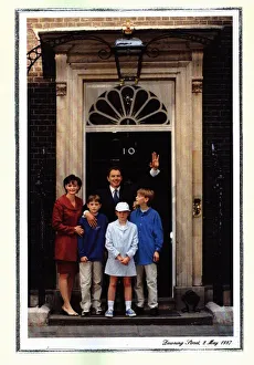 Tony Blair Christmas card December 1997 - Tony Blair and family outside Ten Downing Tony Blair Christmas card December 1997 - Tony Blair and family outside Ten Downing