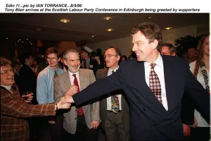 Tony Blair being greeted by supporters at the Scottish Labour Conference 1996 Tony Blair being greeted by supporters at the Scottish Labour Conference 1996